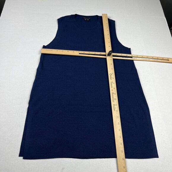 Theory Womens Knit Tunic Shirt Blue Sleeveless Classic Chic Long Tank MEDIUM - Picture 6 of 12
